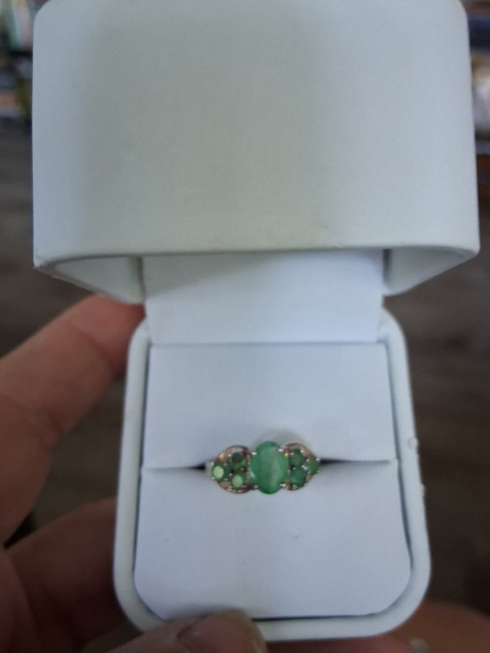 .925 Sterling Silver 3 Ctw Natural Emerald Cluster Ring